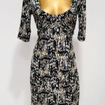Ann Taylor  Women's Black Brown Printed Career Stretch Travel Dress Size 0 Photo 0