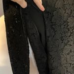 Ecru Black Lace Scallop Hem Lined Blouse Women's Medium / 8 Photo 5