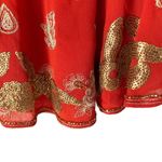 Free People  Ooh La La Sequin Embroidered Blouse Orange Gold size small Photo 4