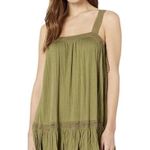 Free People Sweet Thing Tunic Mini Dress Lace-Up Side Ties Moss Photo 0