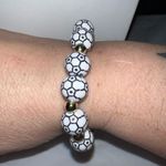 Stretch Magic 7” Acrylic Soccer‎ Ball & Silver Plated Bead Fan Bracelet White Photo 1