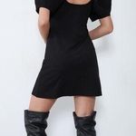 ZARA Little Black Mini Dress Crepe Voluminous Puff Sleeve Low Back Medium Photo 1