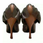 Miu Miu Italian, gray/black brogue leather pumps with ruffle heels; size 40.5 Photo 2