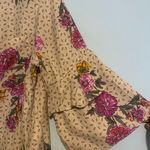 Urban Romantics  Beige Floral Blouse with Ruffle Sleeves Photo 5