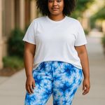 Eye Candy  Blue & White Tie Dye Leggings ~ Ladies Plus Size 2X Photo 0