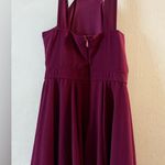 Lulus Wine Red Halter Mini‎ Summer Dress Sleeveless Chiffon Lined Red Size XS Purple Photo 1