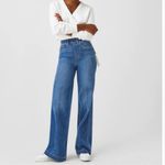 Spanx Women’s Seamed Front Wide Leg Pull On Stretch Jeans Vintage Indigo Size XL Photo 12