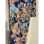 J. McLaughlin  Catalina Cloth Catalyst Floral Midi Dress Blue Orange EUC XS Basic Photo 4