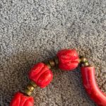 Red & Brass Beaded Necklace Photo 4
