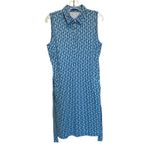 J. McLaughlin JM LAUGHLIN Sleeveless Dolly Dress Size L Blue Lt Blue Mini Chain Link Geo Photo 4