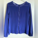 Naked Zebra 🌞 Sheer Royal Blue Full Zipper Back Long Sleeve Blouse. Photo 8