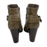 Bamboo  Cheek-02V Green Brown Heeled Velour Lined Booties Boots Buckle Straps Photo 3