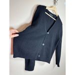 360 Cashmere  Women’s Cardigan Sweater Large Black wool Cashmere Quiet Luxury Photo 3