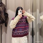 ZARA Fair Isle knit pullover sweater with contrasting knit jacquard sleeves M Photo 14