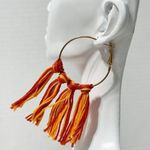 None Tassel Hoop Earrings Orange Yellow Statement Fashion Earrings Boho Fringe Large Photo 0