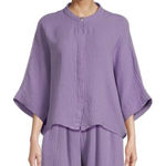 Bryn Walker  Dolman Sleeve Gauze Cotton Button Down Shirt Womens XXS Purple Photo 0