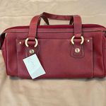 NWT First Issue red pebbled faux leather bag 1 inside & outside pocket zip close Photo 1