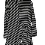 Coolibar Black & White Striped 50+ UPF Long Sleeve Swim Coverup Sun Protection Photo 0