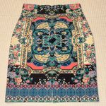 Champagne & Strawberry Floral Pencil Skirt Size Large Blue Photo 4