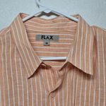 Flax  Womens Men's Shirt Linen Button Down Orange Stripe Shirt Minimalist Sz M Photo 7