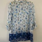 Joe Fresh 🦋  White Blue Floral Lightweight Button Down Blouse Casual XL Photo 3
