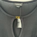 Bebe sweater top women's L wrap cutout pullover rib knit crew black NEW Photo 3