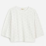 Madewell Embroidered Wide Sleeve Boxy Tee Shirt Crop White XXS NWT Photo 5