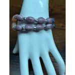 Lavender, Orange & Natural Stone Stretch Bracelet NWOT Photo 1