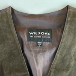 Vintage Wilson’s Leather Brown Genuine Leather Vest Satin Back with Buckle Sz XL Photo 2