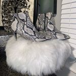 Worthington  Gray and Black Ankle Booties Snakeskin Print Photo 0