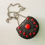 Vintage (VTG) Antique Metal Sajai Mini Purse, Red Stones Photo 2