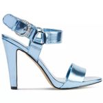 Karl Lagerfeld  PARIS Cieone Blue Metallic High 4in Heel Holiday Party NWT Size 7 Photo 1