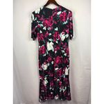 Maggy London Women’s Vintage  Size 8 Short Sleeve Black with Magenta & White Wate Photo 2