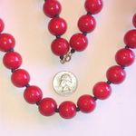 Elegant Vintage Red Wooden Beads and Black Glass Beaded Necklace Photo 2