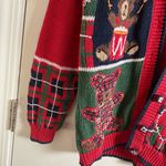 ID Distinction teddy bear and holiday motifs cardigan size small vintage 80’ Red Photo 6