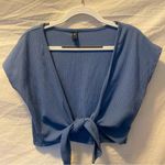 Zaful Tie Knot Blue Cropped Blouse - Small (US4) NWOT Photo 8