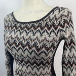 Free People BodyCon Chevron Knit Sweater Dress Cozy Cabin Metallic Low Back Photo 9