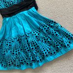 B Darlin B. Darlin Formal Mini Dress Large Back Bow Turquoise Black Juniors Size 5/6 EUC Photo 2