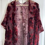 Woven Heart Velvet burnout sheer floral rose cape kimono dark floral Photo 2