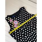 Talbots Black & White Polka Dot Floral Embroidery Belted Midi Dress Size 2P Photo 3