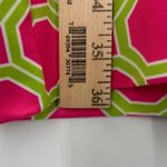 Gretchen Scott Pink Green Geometric Print Shirt Dress 3/4 Sleeve Collared Resort Size L Photo 7