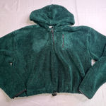 Topshop  Green Fuzzy Sherpa Hoodie‎ Crop Pullover Drawstring Sweatshirt US 4 Photo 0