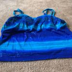 LP Swim by Maxine Women's Plus Size 16 Blue Striped Swim Tankini Halter Top Photo 0