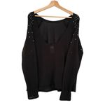 PINK - Victoria's Secret VICTORIA’S SECRET PINK Embellished Rhinestone Sleeve Knit Open Back Sweater L Photo 2