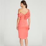 Theia Daniela Asymmetric Draped Satin Dress Orange Size 4 Photo 3