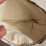 A Gogo Original Makeup Bag Zipper Pouch 10x7 Embroidered Floral Ivory Blue Green Photo 5