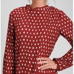 Lulus Pleat to Meet You Wine Red Polka Dot Long Sleeve Shift Dress Photo 1