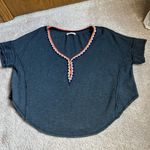 We The Free  Oversized Grey Waffle Knit Short Sleeved Henley   Size Small Photo 0