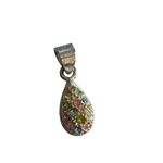925 marked Silver Teardrop Pendant With Multicolored CZ Gemstones Photo 1