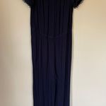 Xhilaration Xhiliration blue short sleeve jumpsuit pockets gauzy trim detail Women’s sz M Photo 2